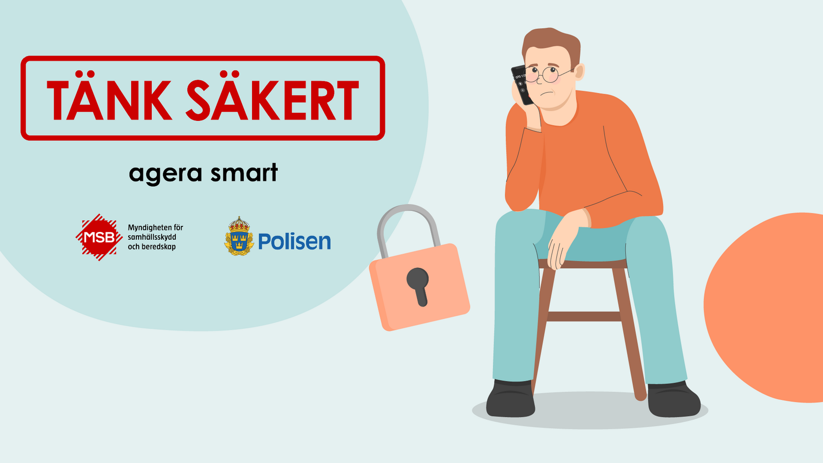 illustration-en man pratar i mobil logga tänk säkert