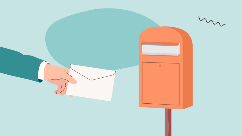 illustration-hand som lägger på brev i postlåda