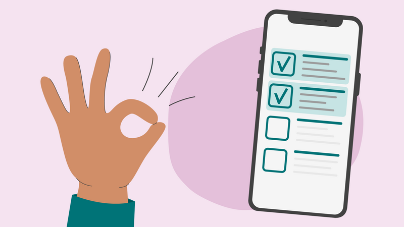 illustration checklist in a mobile