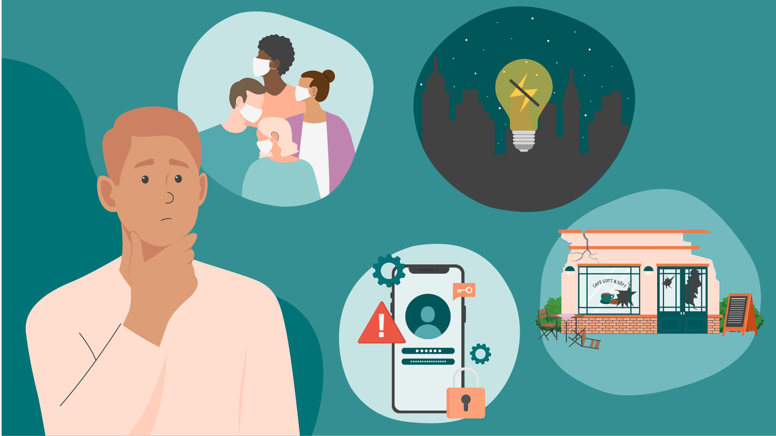 illustration person thinking about different critical events