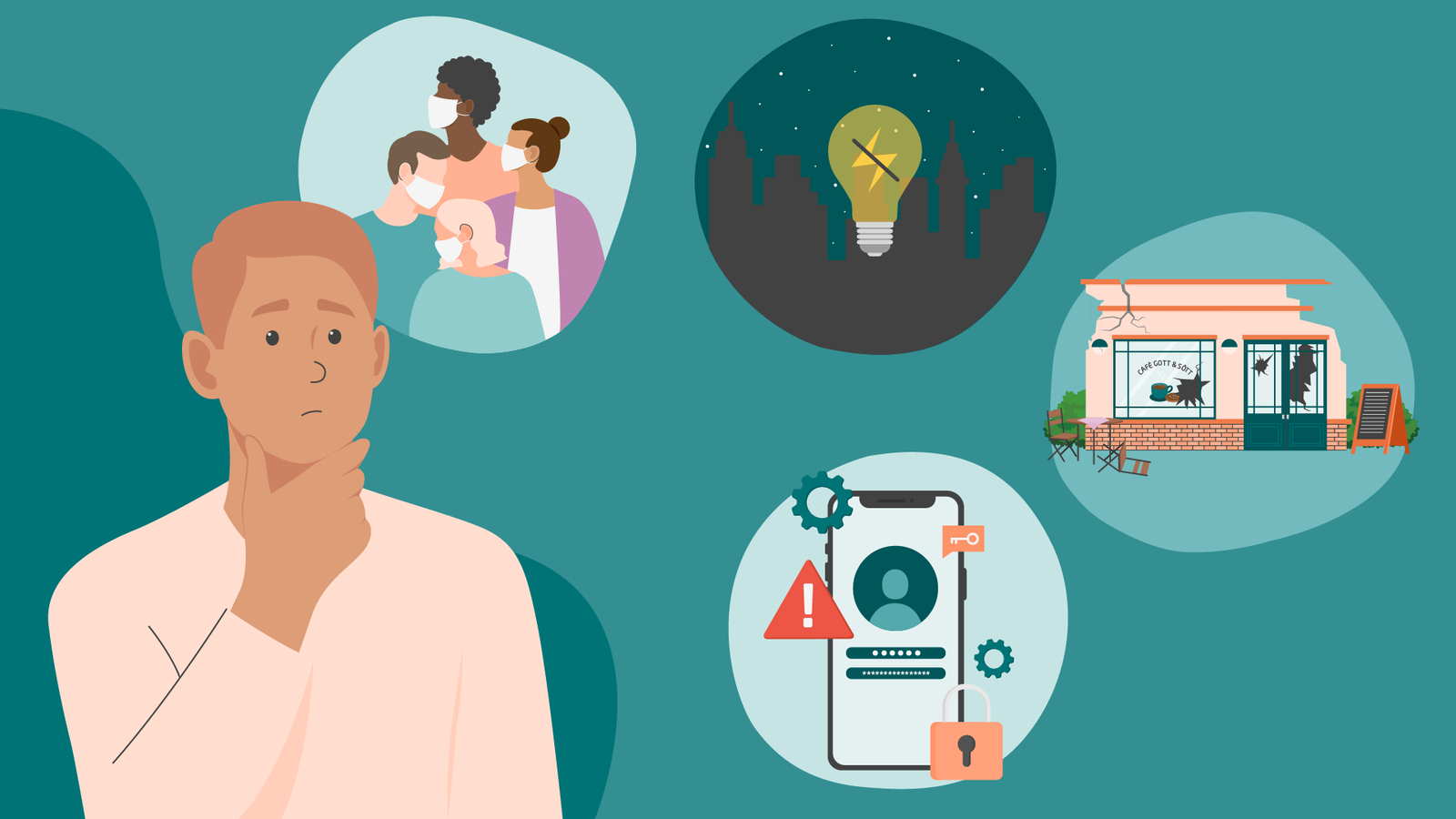 illustration-person som tänker på olika kritiska händelser