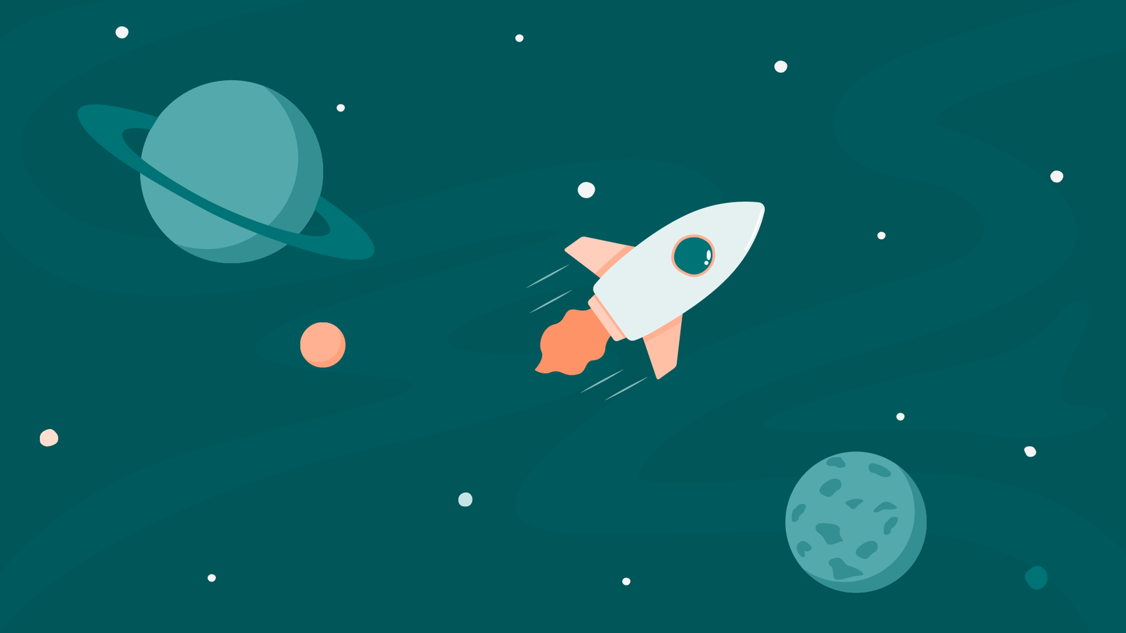 illustration-rymdraket bland planeter och stjärnor