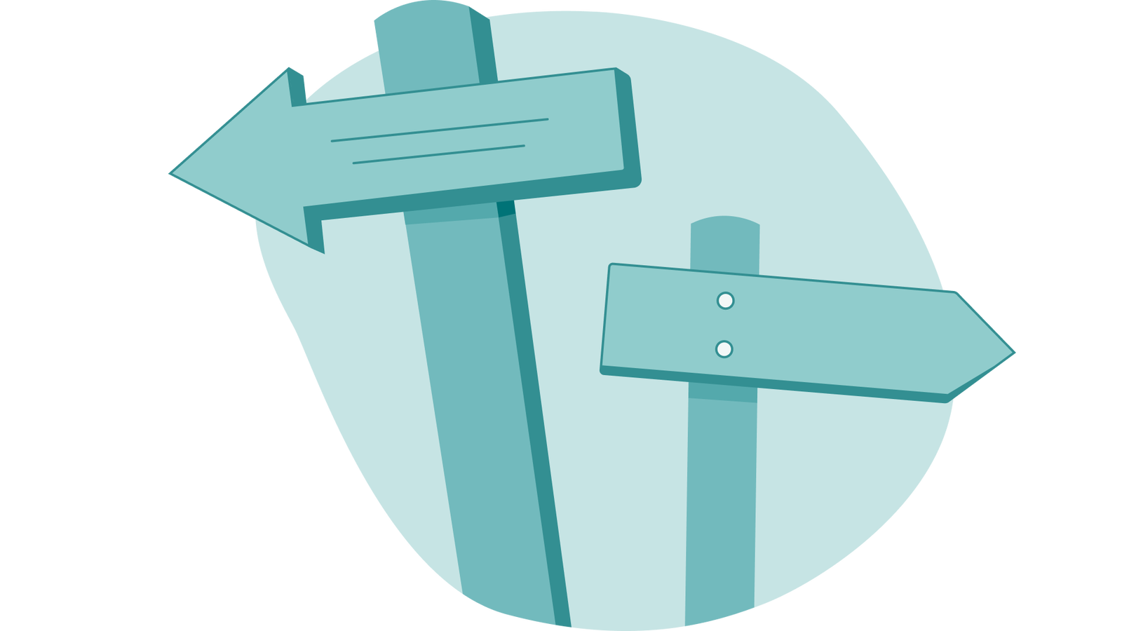 illustration vägvisningsskyltar turkosa