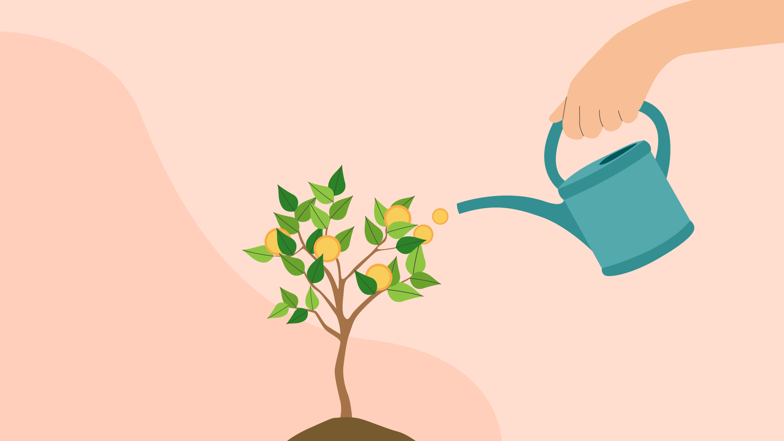illustration-hand vattnar ett träd