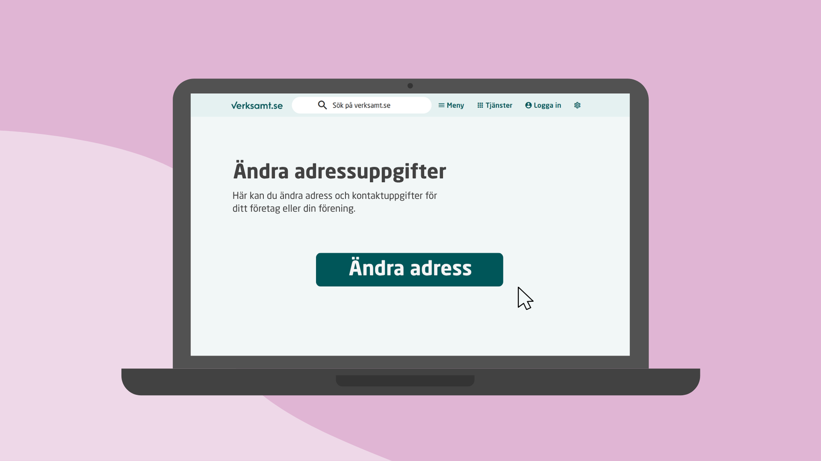 Illustration-laptop med en sida som visar ändra adress